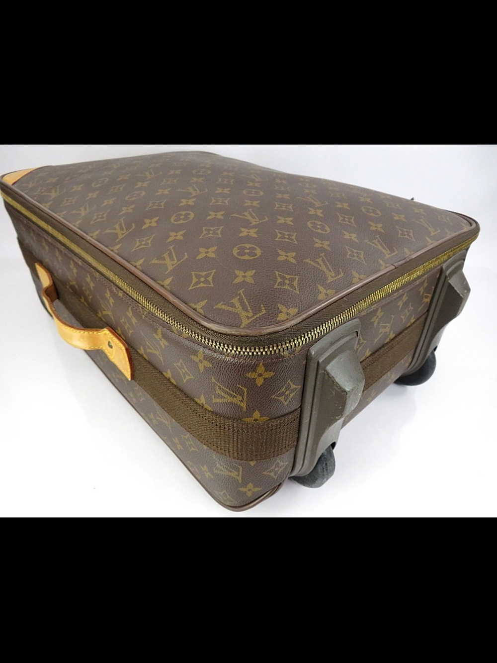 Louis Vuitton Brown Monogram Carry-On Suitcase with Leather Trim - Picture 6 of 16